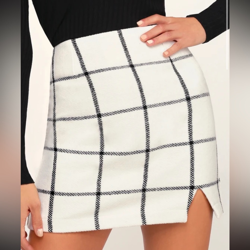 Spence White Plaid Mini Skirt